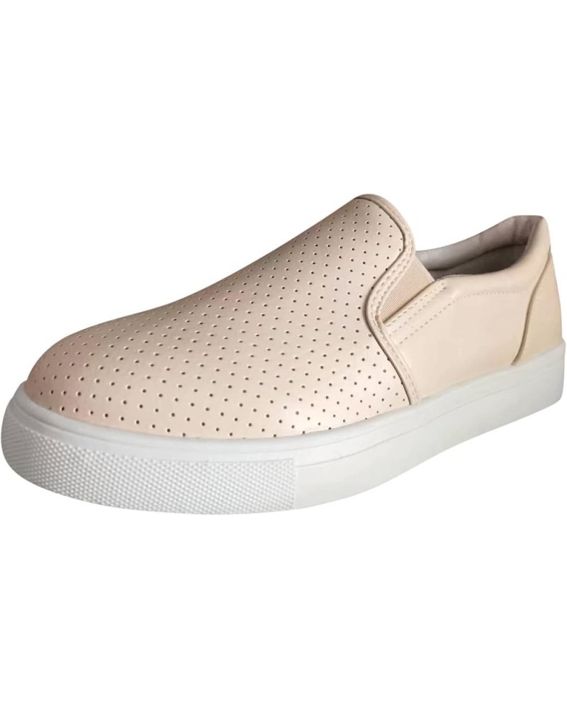 Women's Slip-On Canvas Sneaker Fashion Low Top Casual Shoes Lace up Classic Walking Shoes Women's Ballet Flats Beige $21.68 P...