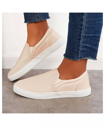 Women's Slip-On Canvas Sneaker Fashion Low Top Casual Shoes Lace up Classic Walking Shoes Women's Ballet Flats Beige $21.68 P...