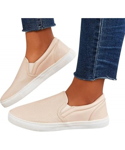 Women's Slip-On Canvas Sneaker Fashion Low Top Casual Shoes Lace up Classic Walking Shoes Women's Ballet Flats Beige $21.68 P...