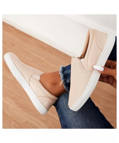 Women's Slip-On Canvas Sneaker Fashion Low Top Casual Shoes Lace up Classic Walking Shoes Women's Ballet Flats Beige $21.68 P...