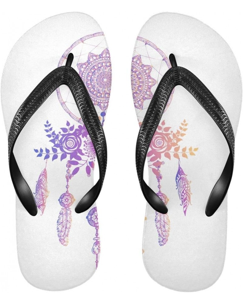 Acpiggto Flip Flops Beach Sandals Bohemian Mandala Dreams Floral Feathers Rainbow Color Thong Slides Slippers for Women Men $...