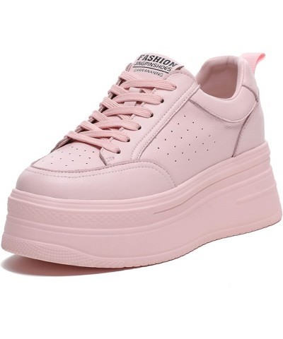 Woman Hidden Wedgie Sneakers High Heel Lace Up Modish Breathable Light-Weight Walking Shoe Platform Sneakers White Punching $...