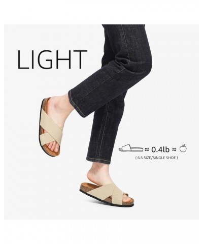 Slide Sandals for Women Cork Footbed with Soft Knit Comfort X Tape Sandals Velvet Latte $24.50 Sandals