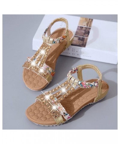 Sandals Women Flats Flip Flops For Women Slides Platform Shoes Women Wedge Heeled Sandals Comfortable Sandals Women Dr Gold $...