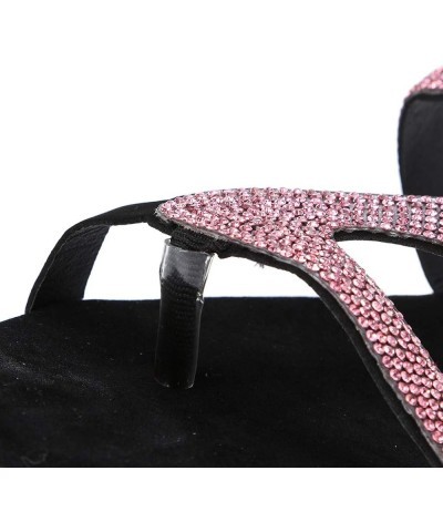 Flat Sandals for Women Dressy Summer Toe Slip On Open Sandals Rhinestones Slip Light Anti Sandals Casual Slippers Pink 1 $15....