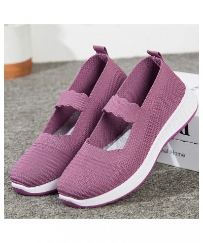 Slip Ons Wide Flats for Women Bow-Knot Slip Ons Ballet Flats for Women Purple $15.56 Mules & Clogs