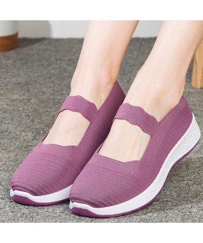 Slip Ons Wide Flats for Women Bow-Knot Slip Ons Ballet Flats for Women Purple $15.56 Mules & Clogs