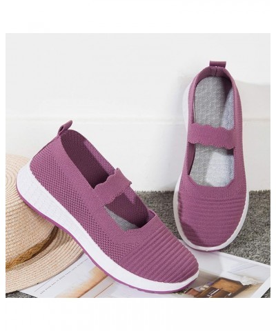 Slip Ons Wide Flats for Women Bow-Knot Slip Ons Ballet Flats for Women Purple $15.56 Mules & Clogs