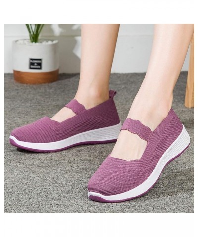 Slip Ons Wide Flats for Women Bow-Knot Slip Ons Ballet Flats for Women Purple $15.56 Mules & Clogs