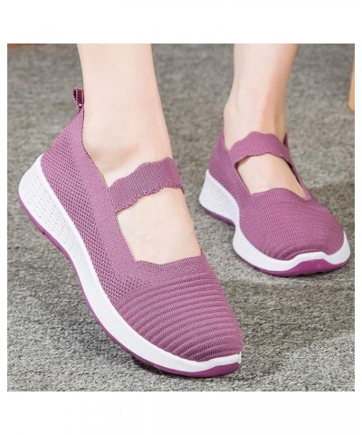 Slip Ons Wide Flats for Women Bow-Knot Slip Ons Ballet Flats for Women Purple $15.56 Mules & Clogs