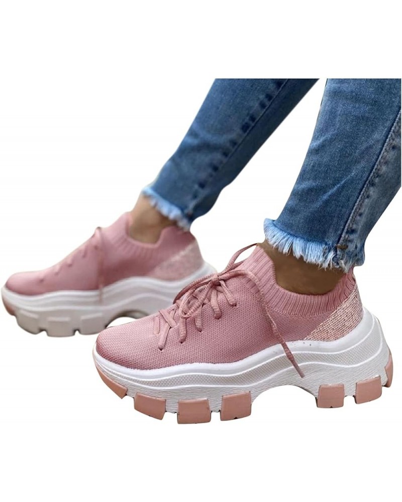 Womens Sports Walking Sneakers Fashion Running Casual Shoes Sneakers Tennis Shoes Slip On Platform Orthopedic Shoes Pink $14....