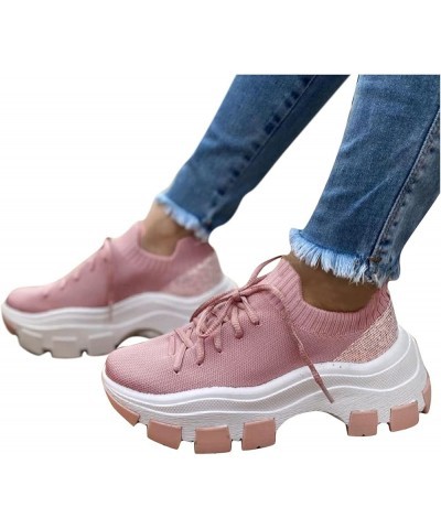 Womens Sports Walking Sneakers Fashion Running Casual Shoes Sneakers Tennis Shoes Slip On Platform Orthopedic Shoes Pink $14....