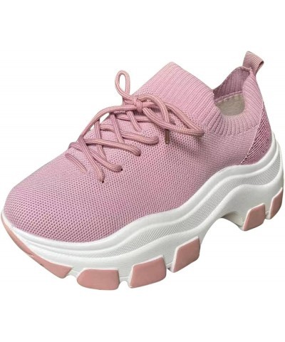 Womens Sports Walking Sneakers Fashion Running Casual Shoes Sneakers Tennis Shoes Slip On Platform Orthopedic Shoes Pink $14....