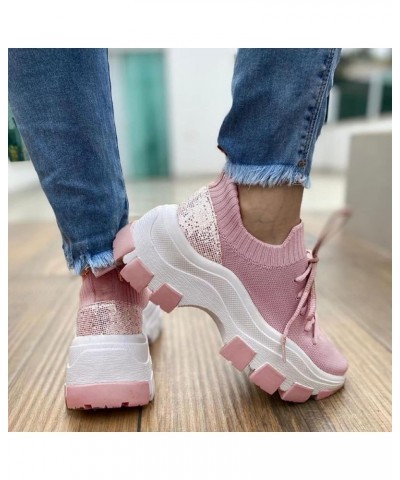 Womens Sports Walking Sneakers Fashion Running Casual Shoes Sneakers Tennis Shoes Slip On Platform Orthopedic Shoes Pink $14....