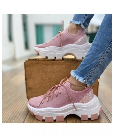 Womens Sports Walking Sneakers Fashion Running Casual Shoes Sneakers Tennis Shoes Slip On Platform Orthopedic Shoes Pink $14....