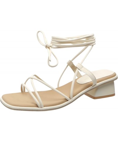 Ankle Strap Sandals For Women Summer New Large Size Square Head Fish Mouth Thick Heel Womens Memory Foam Sandals Beige $16.53...