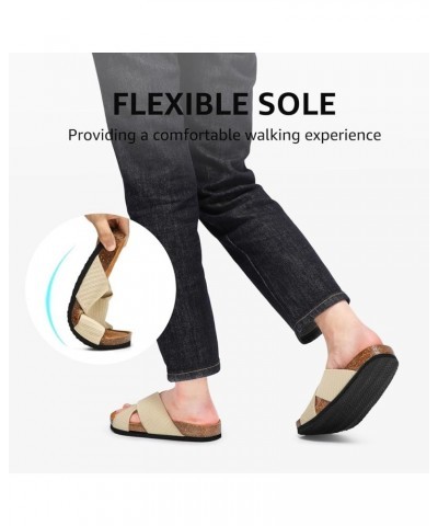 Slide Sandals for Women Cork Footbed with Soft Knit Comfort X Tape Sandals Velvet Latte $24.50 Sandals