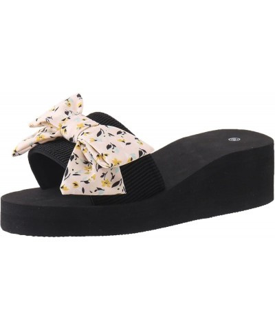 Women's Breathable Open Toe Slide Sandals Bohemian Slippers for Women Ladies Flip Flops Open Toe Flowers Summer Sandals (Blac...