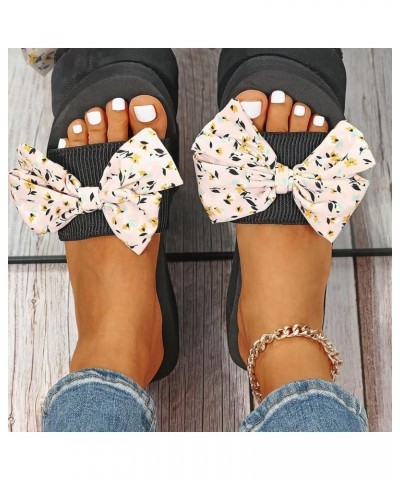 Women's Breathable Open Toe Slide Sandals Bohemian Slippers for Women Ladies Flip Flops Open Toe Flowers Summer Sandals (Blac...