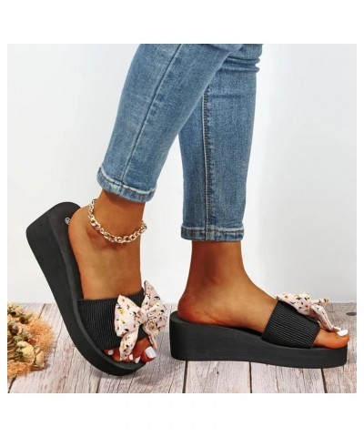 Women's Breathable Open Toe Slide Sandals Bohemian Slippers for Women Ladies Flip Flops Open Toe Flowers Summer Sandals (Blac...