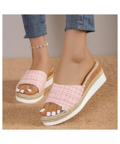 Womens Platform Wedge Sandals Espadrilles Braided Open Toe House Slippers Slip On Summer Mule High Heels Slippers (Beige, 9) ...