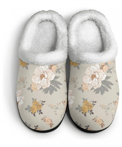 Humor Slippers Flower Slipper peonies Women Slippers Shearling House Slippers Women House Shoes Washable Slipper $14.58 Slippers