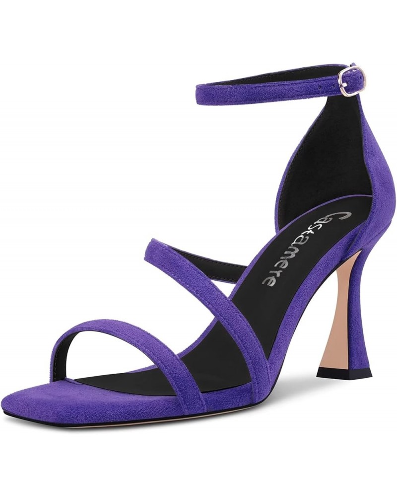 Women Mid Heel Open Toe Sandals Ankle Strap Gladiator Wedding Dress 3.3 Inches Heels Purple $32.31 Sandals