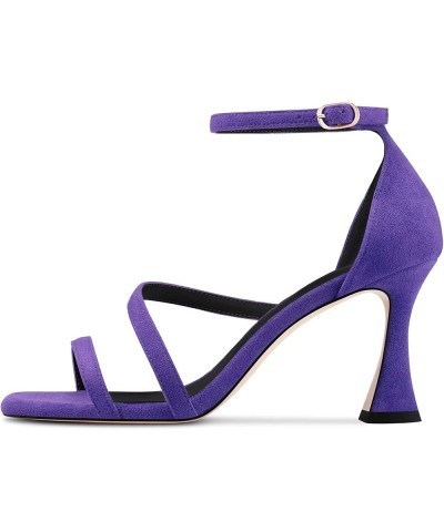 Women Mid Heel Open Toe Sandals Ankle Strap Gladiator Wedding Dress 3.3 Inches Heels Purple $32.31 Sandals