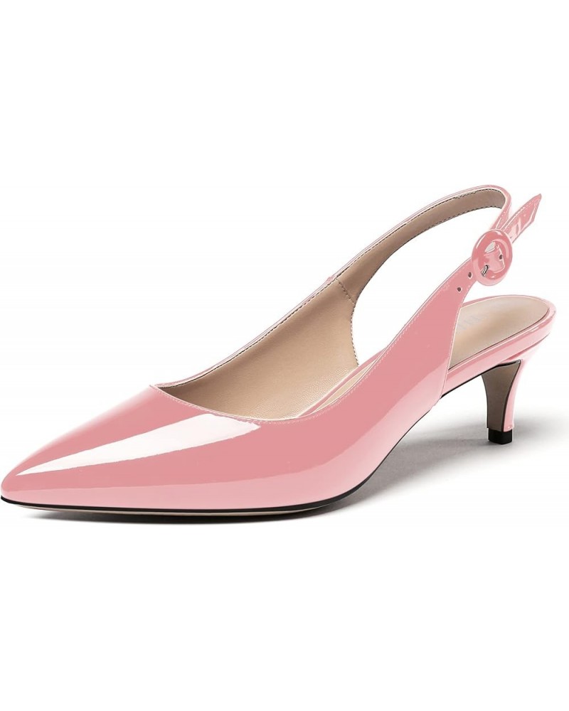 Women's Pointed Toe Slingback Ankle Strap Patent Kitten Low Heel Pumps Office Work Dress Shoes 2 Inch Pink $37.49 Pumps