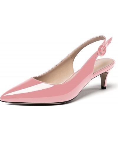 Women's Pointed Toe Slingback Ankle Strap Patent Kitten Low Heel Pumps Office Work Dress Shoes 2 Inch Pink $37.49 Pumps