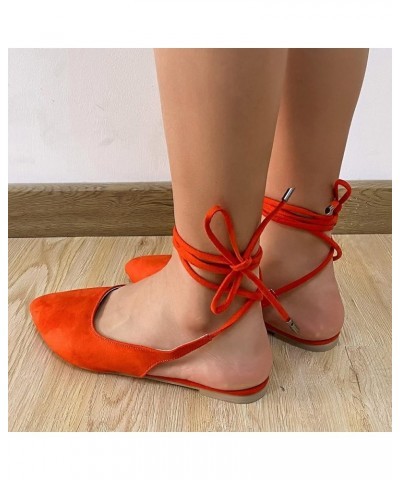 Women's Solid Color Flock Slide Sandal Fashion Breathable Pointed Closed Toe Lace up Shoes Casual Slip on Dressy 9 Orange $16...