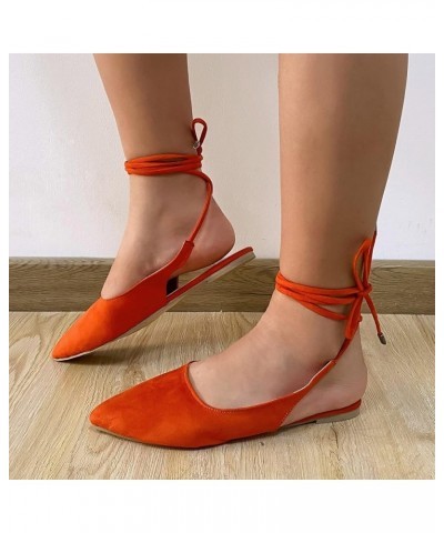 Women's Solid Color Flock Slide Sandal Fashion Breathable Pointed Closed Toe Lace up Shoes Casual Slip on Dressy 9 Orange $16...