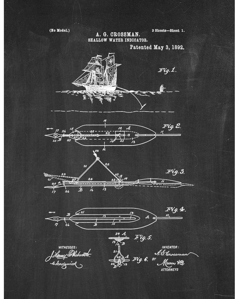 Shallow Water Indicator Patent Print Midnight Blue (8.5" x 11") M14716 11" x 14" Chalkboard $9.64 Athletic Shoes