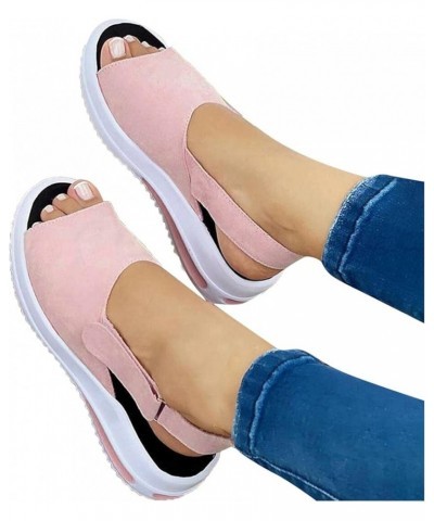 Wedges Platform Sandals for Women Comfy Sports Knit Sandals Gradation Thick Bottom Fish Mouth Beach Sandals 005pink $26.81 Sa...