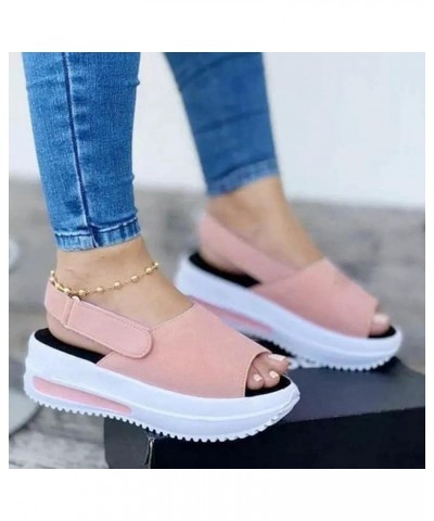 Wedges Platform Sandals for Women Comfy Sports Knit Sandals Gradation Thick Bottom Fish Mouth Beach Sandals 005pink $26.81 Sa...