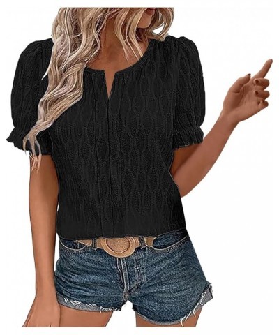 Womens Fashion Tops Cute Puff Sleeve Blouses Dressy Casual Clothes Long Sleeve Women Running Shirt Black $8.77 Athletic Shoes