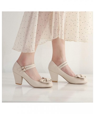 Womens Chic Bow Mary Jane Pumps Double Ankle Strap Buckle Round Toe Work Dress Shoes Pink $32.35 Pumps