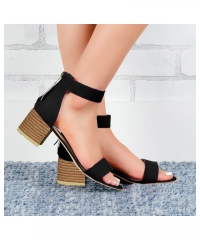 Brown Leather Strappy Heeled sandals Women Dressy Summer Flat sandals Heel sandals For Women sandals Women Comfortable Black-...