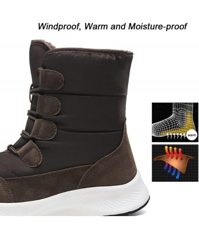 Women's Snow Boots Winter Warm Waterproof Anti-Slip Lightweight Lace Up Boots Ladies Casual Outdoor Mid Calf Boots 19brown $2...