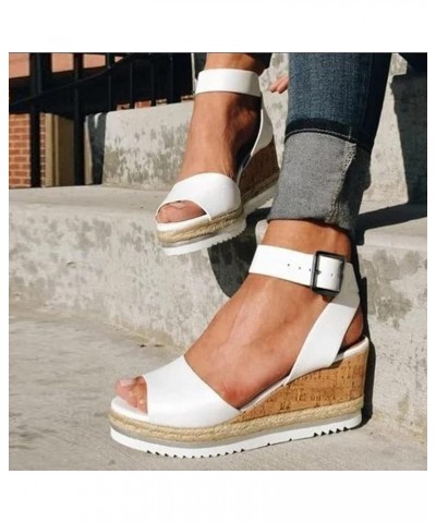 Wedges Sandals Retro Roman Womens Ladies Platform Open Fashion Toe Shoes Women's sandals Flower Sandals Women White $14.64 Sa...