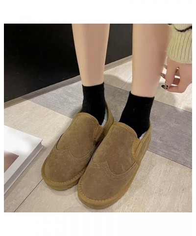 Fashion Winter Women Snow Boots Flat Non Slip Plush Warm And Comfortable Solid Color Round Toe Winter Boots Women Khaki $16.5...