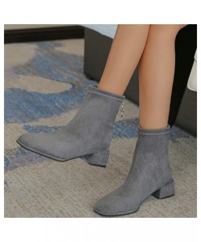 Ankle Boots Chunky Heel Cowboy Boots Boots for Women Knee High Sexy Fashion Bow Snow Boots Grey-1 $19.11 Boots