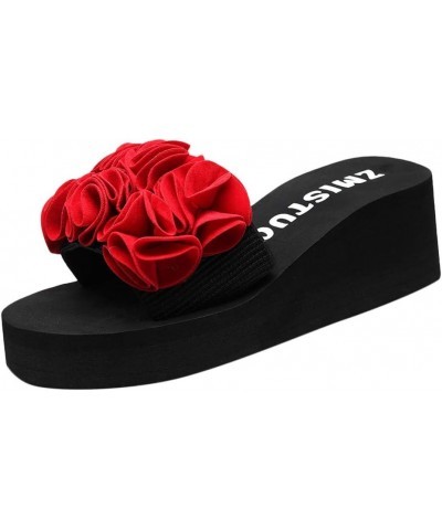 Women's Toe Casual Slippers Clip Non-Slip Fashion Flip Flops Beach Summer Wedges Cushion Flip Flops for Women Size 8 Red $17....