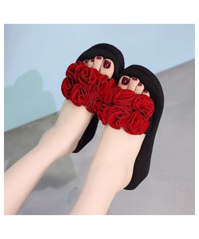 Women's Toe Casual Slippers Clip Non-Slip Fashion Flip Flops Beach Summer Wedges Cushion Flip Flops for Women Size 8 Red $17....