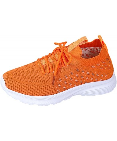 Wide Width Sneakers for Women Breathable Mesh Sneaker Summer Canvas Shoes Flat Waterproof Sneakers Women Z 11-orange $13.65 A...