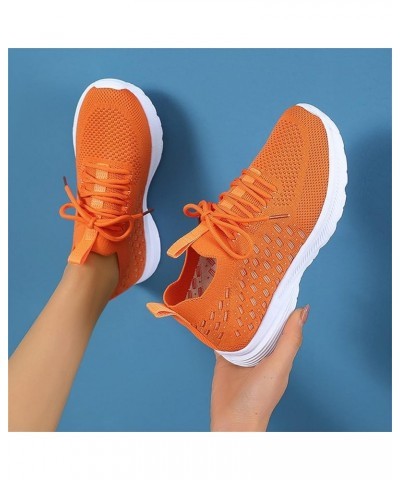 Wide Width Sneakers for Women Breathable Mesh Sneaker Summer Canvas Shoes Flat Waterproof Sneakers Women Z 11-orange $13.65 A...