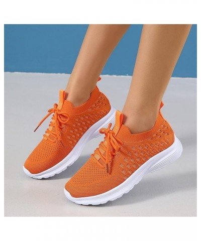 Wide Width Sneakers for Women Breathable Mesh Sneaker Summer Canvas Shoes Flat Waterproof Sneakers Women Z 11-orange $13.65 A...