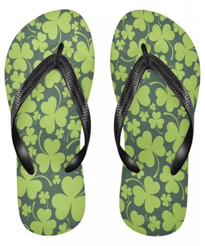 St Patrick's Day Shamrock Leaves Womens Flip Flops Irish Lucky Clover Spring Flowers Summer Beach Sandals Casual Thong Slippe...