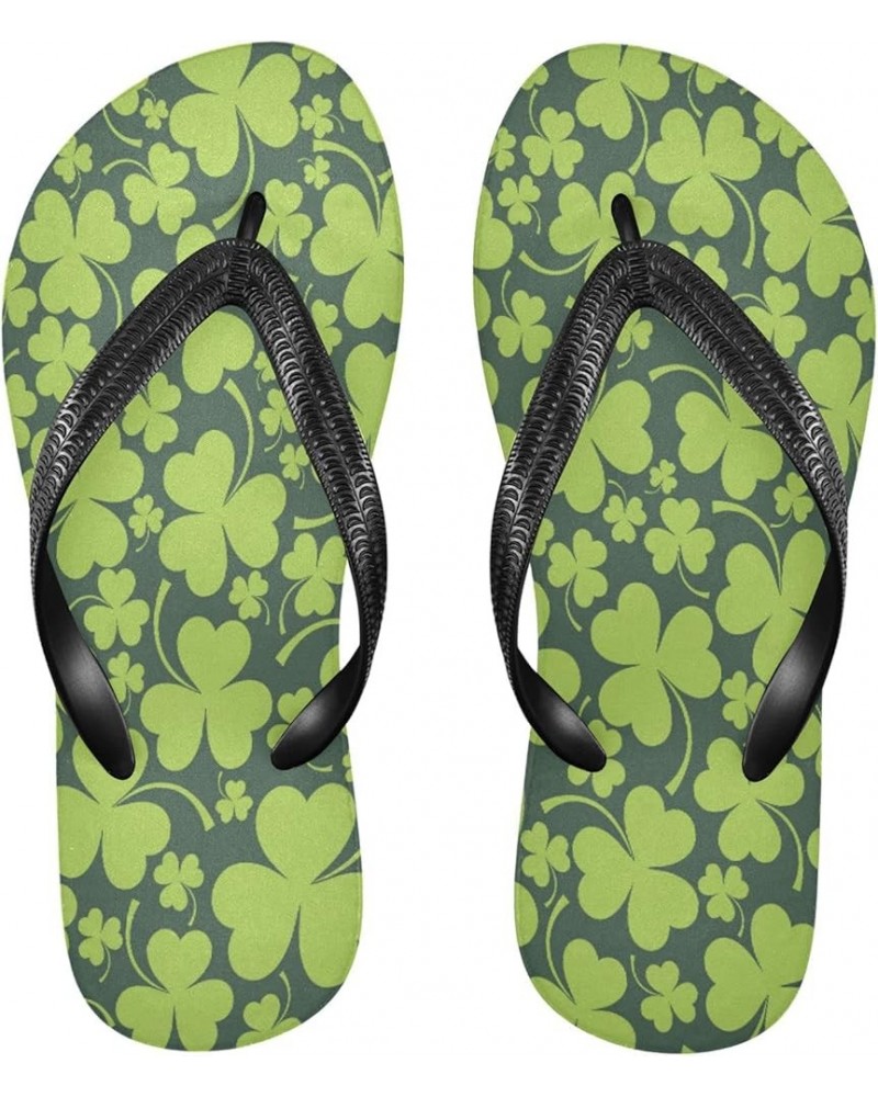 St Patrick's Day Shamrock Leaves Womens Flip Flops Irish Lucky Clover Spring Flowers Summer Beach Sandals Casual Thong Slippe...