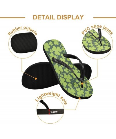 St Patrick's Day Shamrock Leaves Womens Flip Flops Irish Lucky Clover Spring Flowers Summer Beach Sandals Casual Thong Slippe...